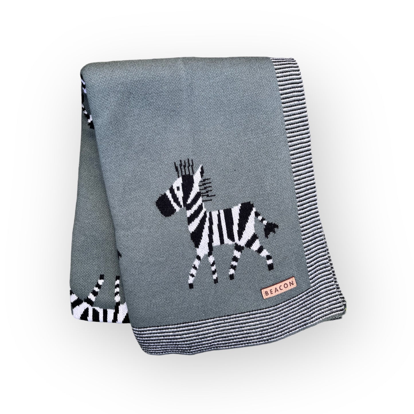 Zebra 100% Cotton Blanket-Blankets-Beacon London-Forest Green-Beacon London