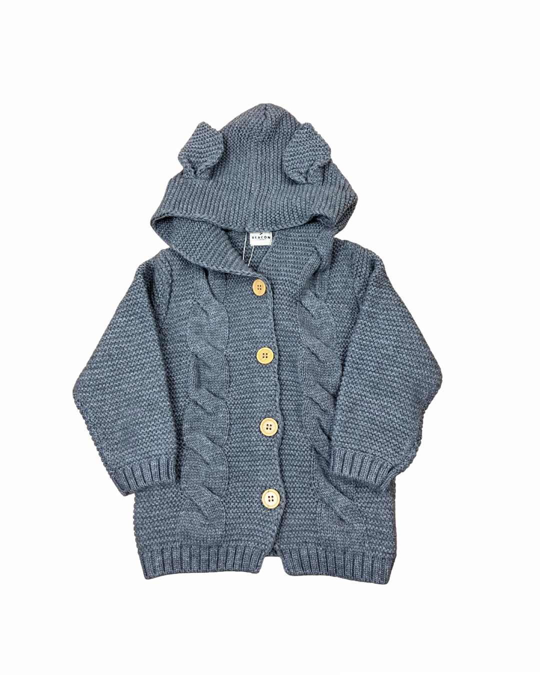 Knitted & Hooded Cardigan-Cardigans-Beacon London-Slate Grey-0-3 Months-Beacon London