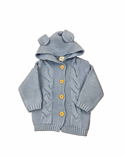 Knitted & Hooded Cardigan-Cardigans-Beacon London-Sky Blue-0-3 Months-Beacon London