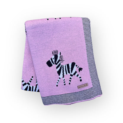 Zebra 100% Cotton Blanket-Blankets-Beacon London-Blush-Beacon London