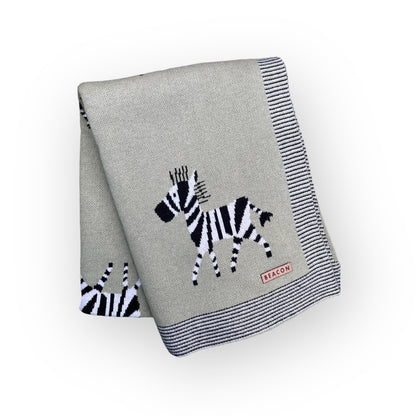 Zebra 100% Cotton Blanket-Blankets-Beacon London-Leaf Green-Beacon London