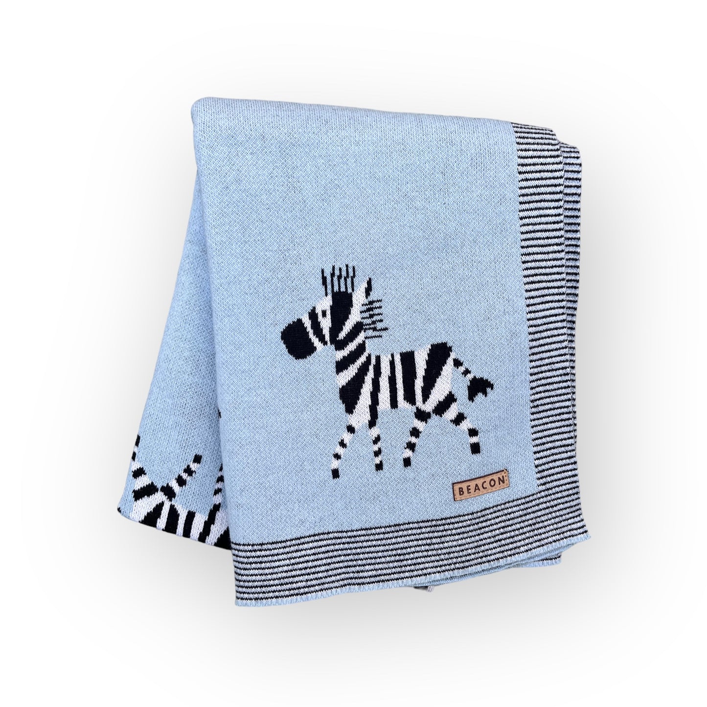 Zebra 100% Cotton Blanket-Blankets-Beacon London-Sky Blue-Beacon London