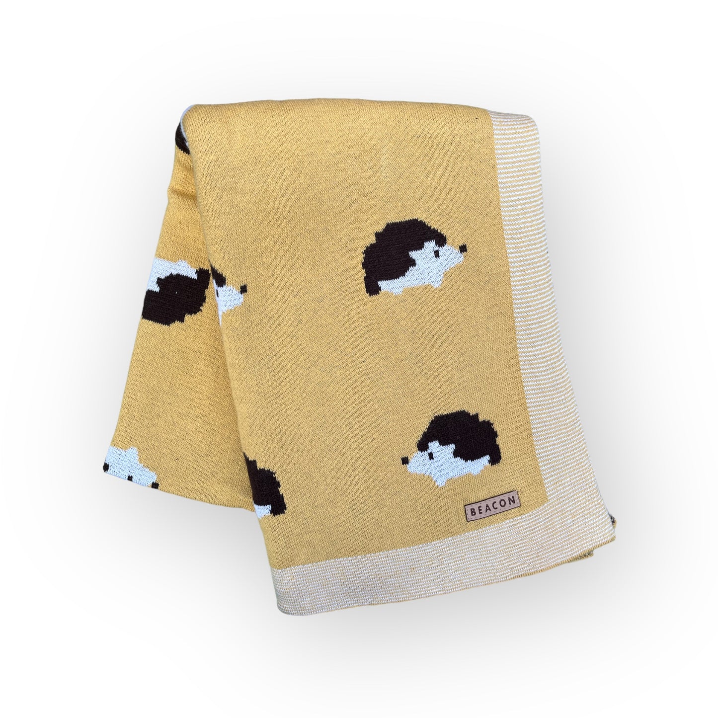 Hedgehog 100% Cotton Blanket-Blankets-Beacon London-Mustard-Beacon London