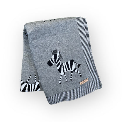 Zebra 100% Cotton Blanket-Blankets-Beacon London-Slate-Beacon London