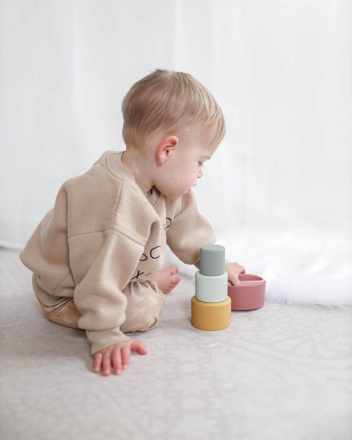 Stacking Cups - Neutrals-Silicone Toys-Beacon London-Neutrals-Beacon London