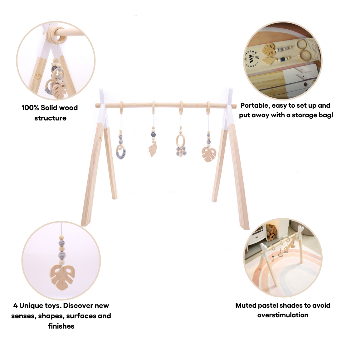 White Wooden Baby Play Gym With Carry Case-Wooden Play Gym-Beacon London-Beacon London