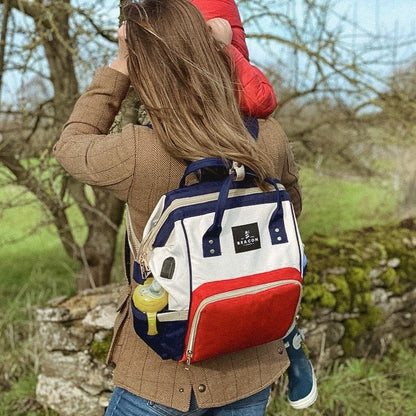 Changing Bag In Red, Navy & Cream-Baby Changing Bag-Beacon London-Beacon London