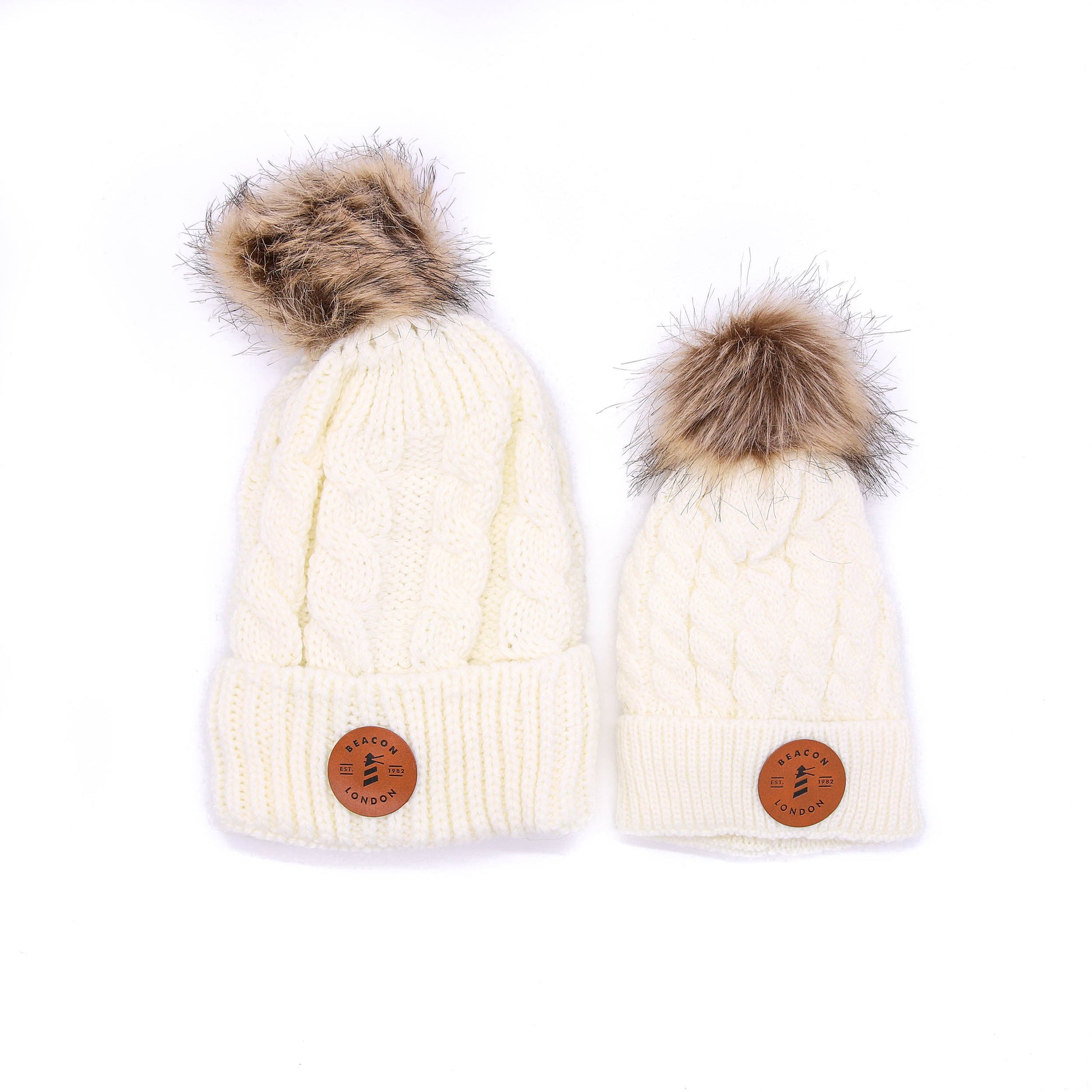 Mama & Mini Matching Bobble Hats Cream-Clothing-Beacon London-Cream-Beacon London