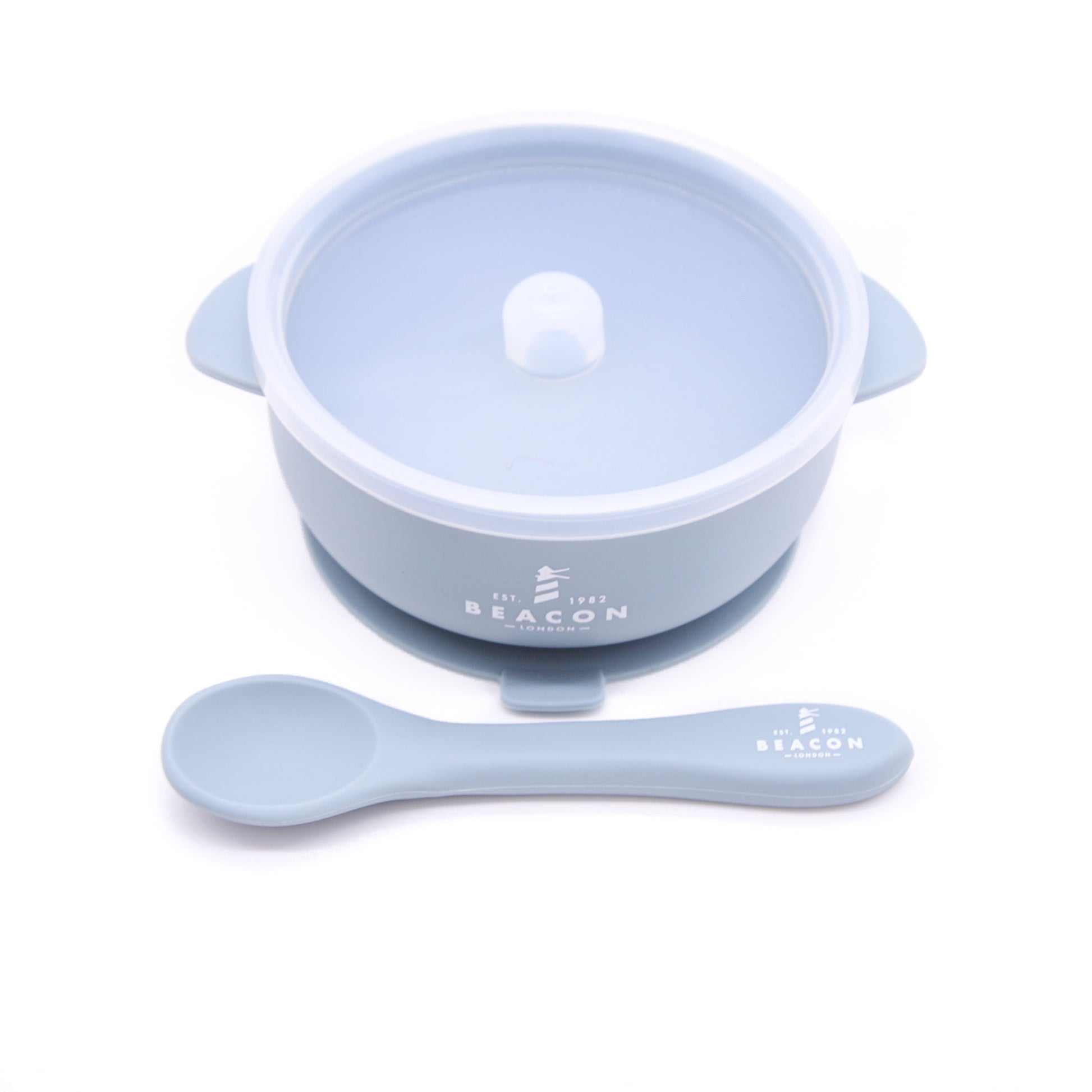 Silicone Bowl With Suction Pad & Spoon-Dinner Set-Beacon London-Sky Blue-Beacon London