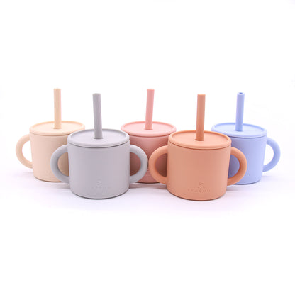 Silicone Cup With Handles and Straw-Drinks-Beacon London-Cream-Beacon London