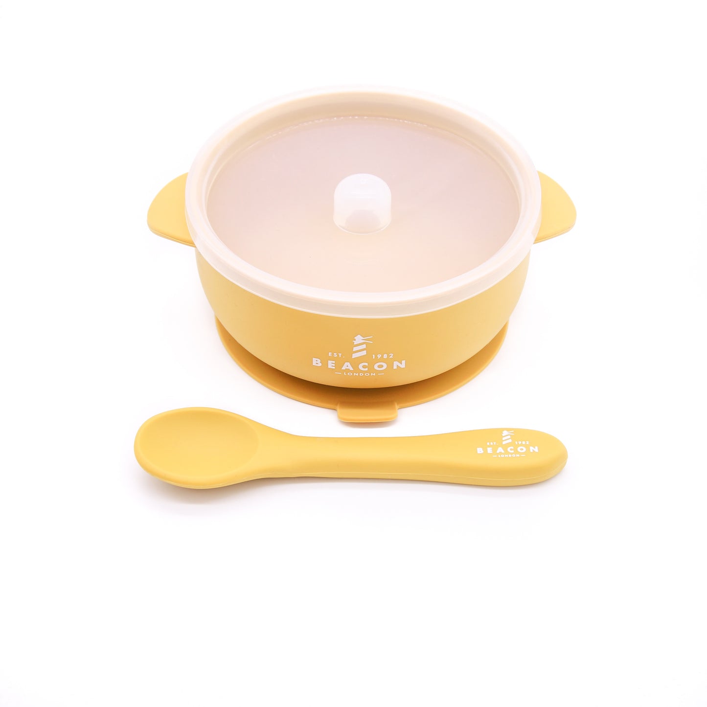 Silicone Bowl With Suction Pad & Spoon-Dinner Set-Beacon London-Mustard-Beacon London