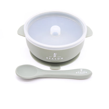Silicone Bowl With Suction Pad & Spoon-Dinner Set-Beacon London-Sage-Beacon London